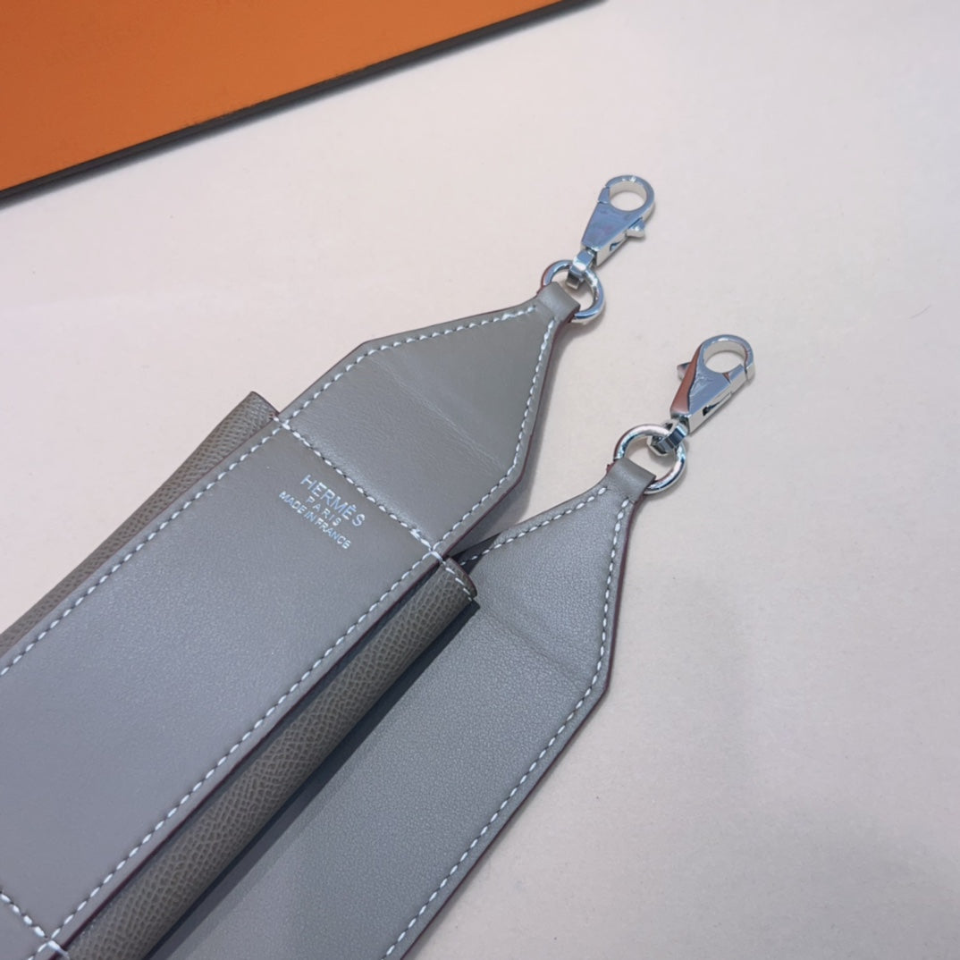 kelly pocket 50mm grey epsom silver hardware shoulder strap