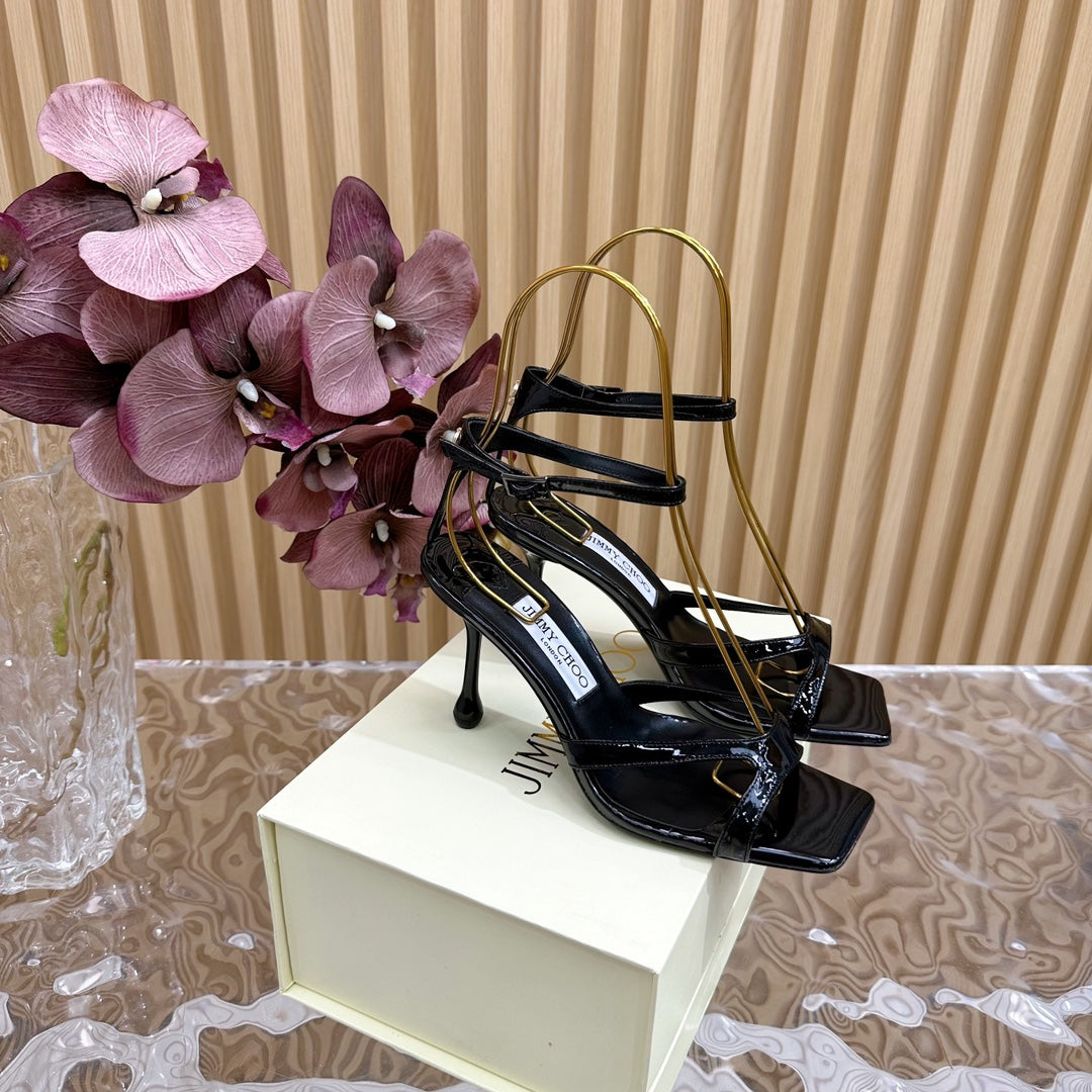 Jimmy Azie 85 In Black Cowhide Sandals 581519