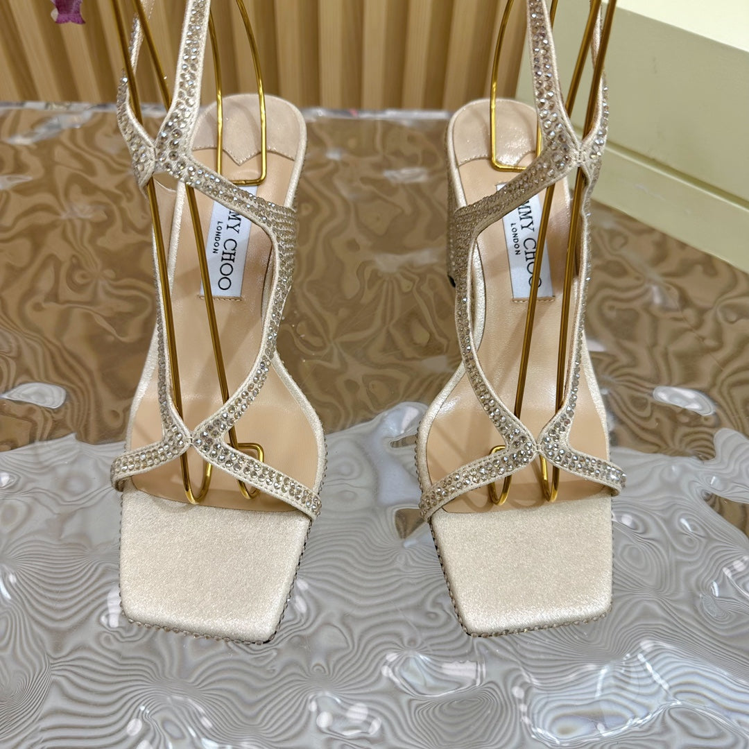 Jimmy Azie 85 In Beige Cowhide Sandals 581527