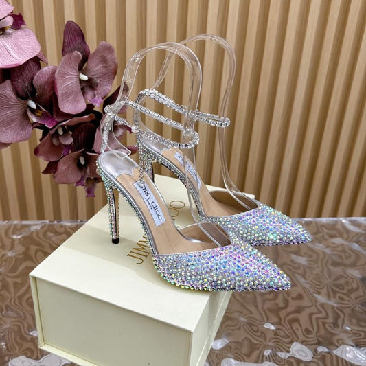 Jimmy Saeda 105 In Multicolor Pearl Studded Lambskin Pumps 581501