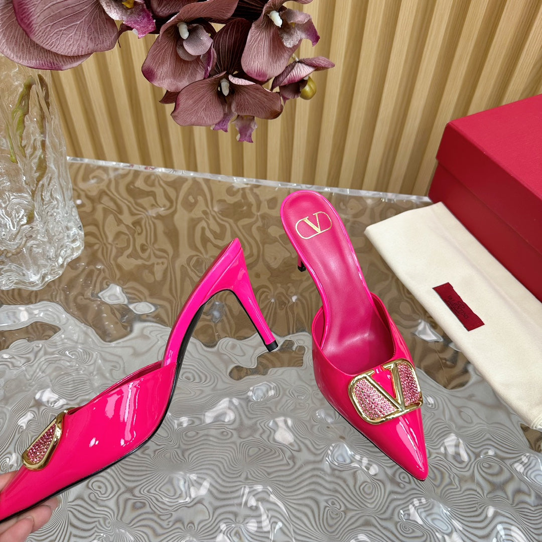 Vlogo Signature with Crystals Slingback Pump 70 Pink Calfskin