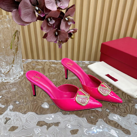 Vlogo Signature with Crystals Slingback Pump 70 Pink Calfskin