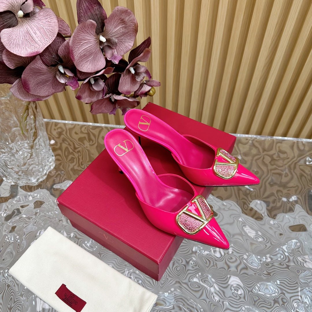 Vlogo Signature with Crystals Slingback Pump 70 Pink Calfskin