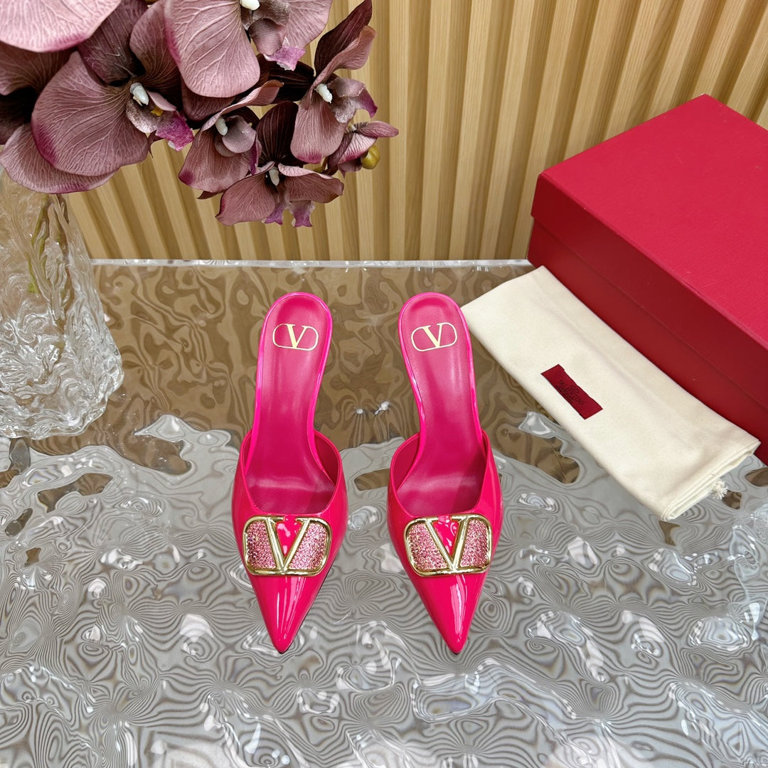 Vlogo Signature with Crystals Slingback Pump 70 Pink Calfskin