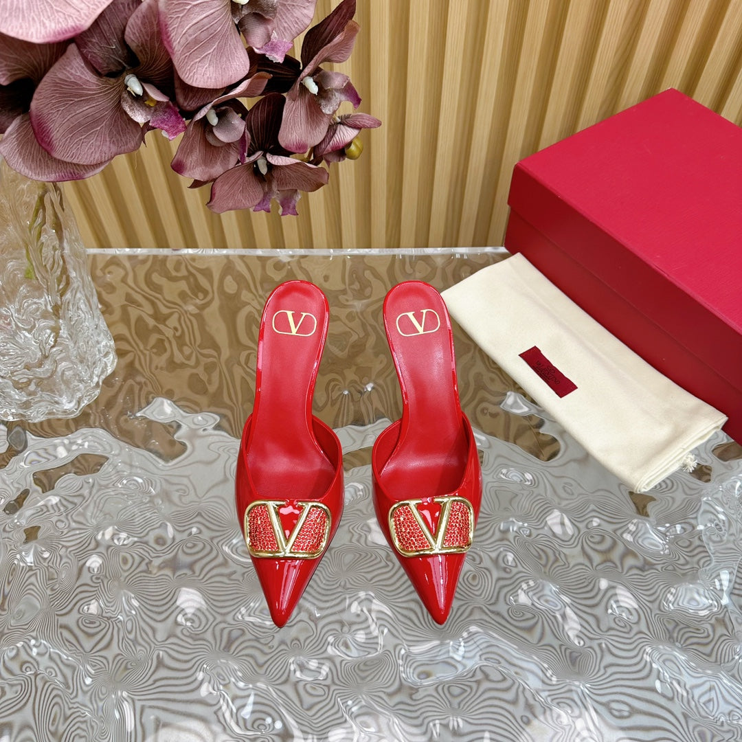 Vlogo Signature with Crystals Slingback Pump 70 Red Calfskin