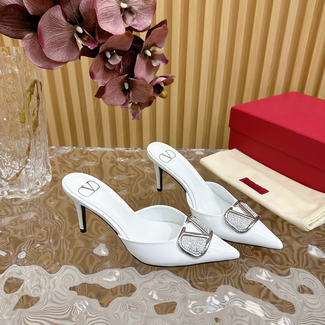 Vlogo Signature with Crystals Slingback Pump 70 White Calfskin