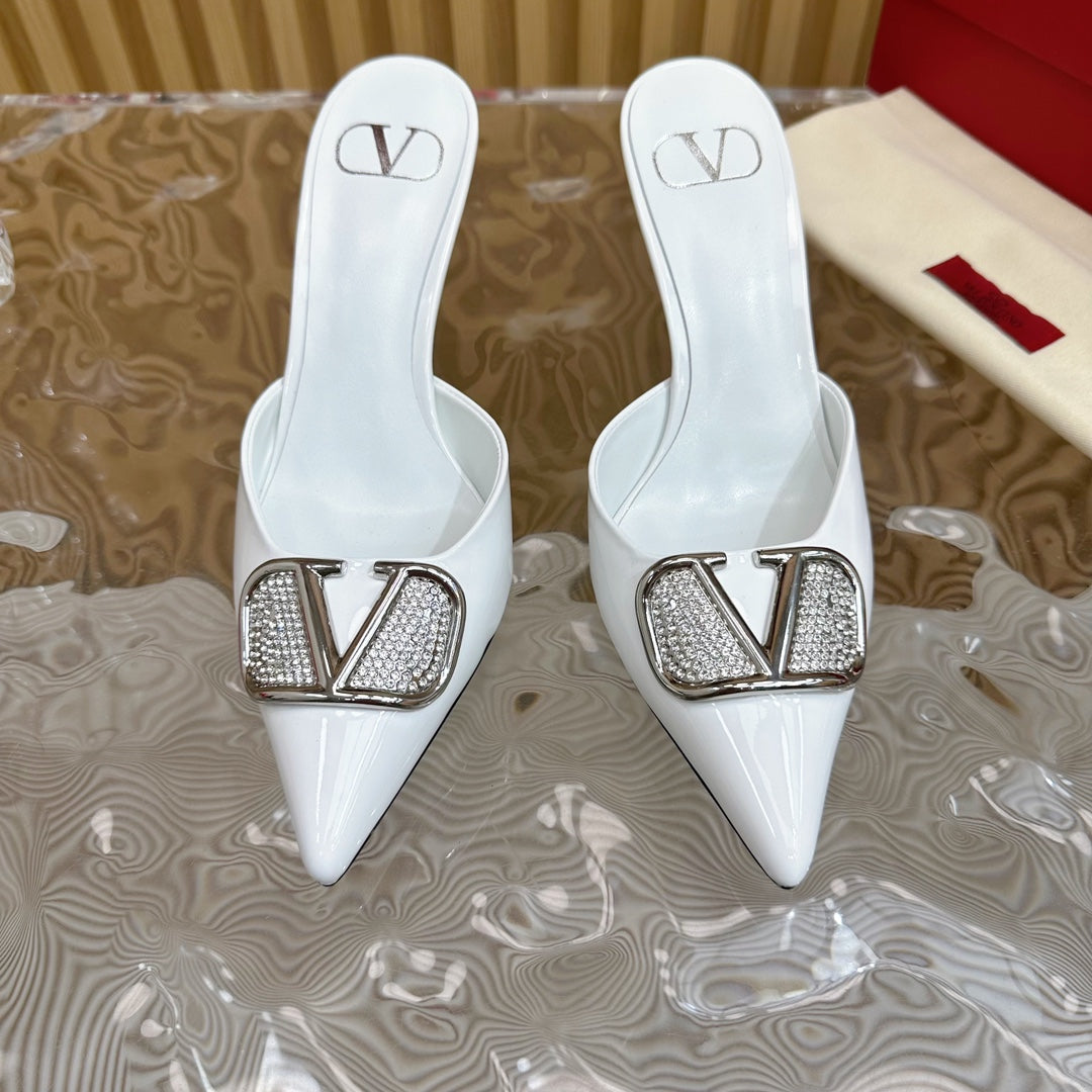 Vlogo Signature with Crystals Slingback Pump 70 White Calfskin