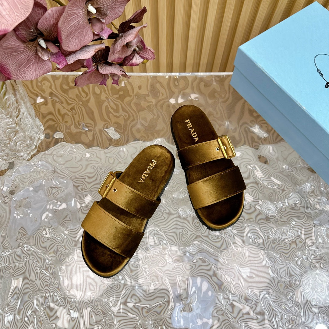 PRA SLIDES SANDALS AMBER VELVET