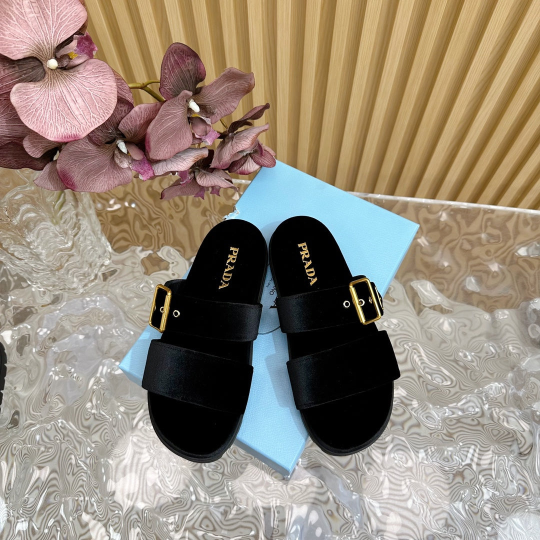 PRA SLIDES SANDALS BLACK VELVET