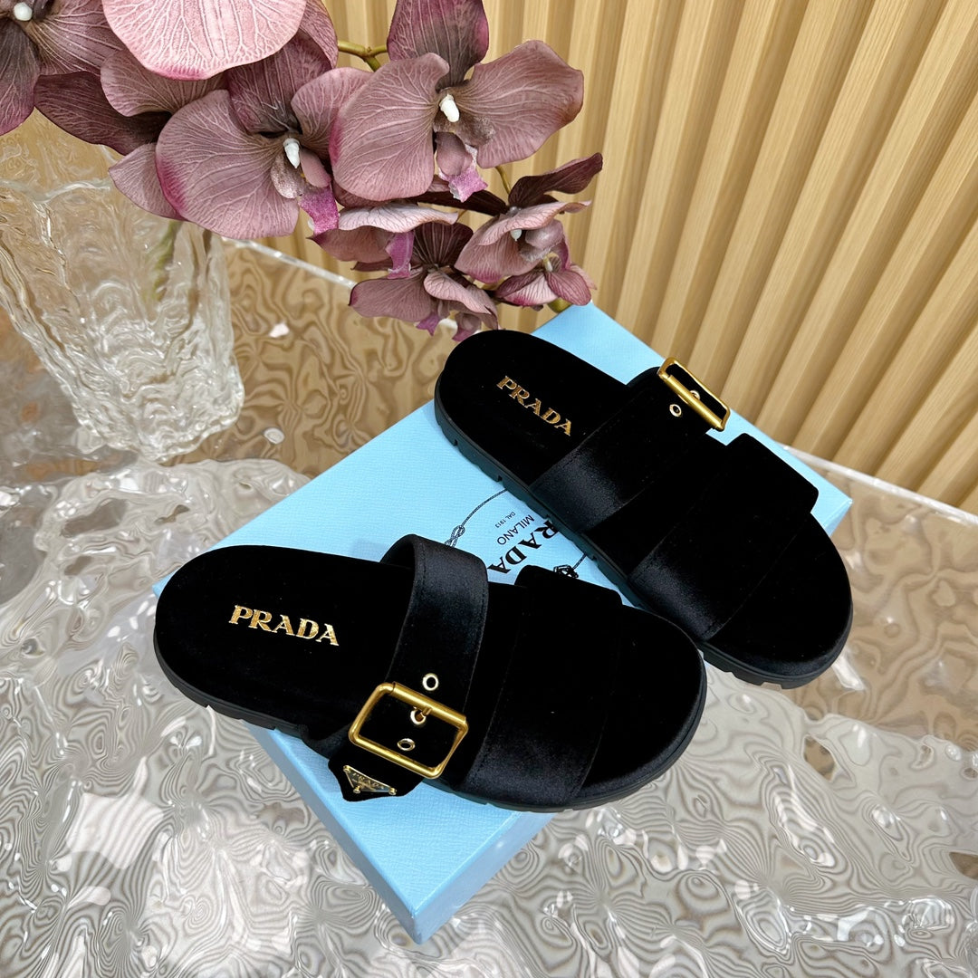 PRA SLIDES SANDALS BLACK VELVET