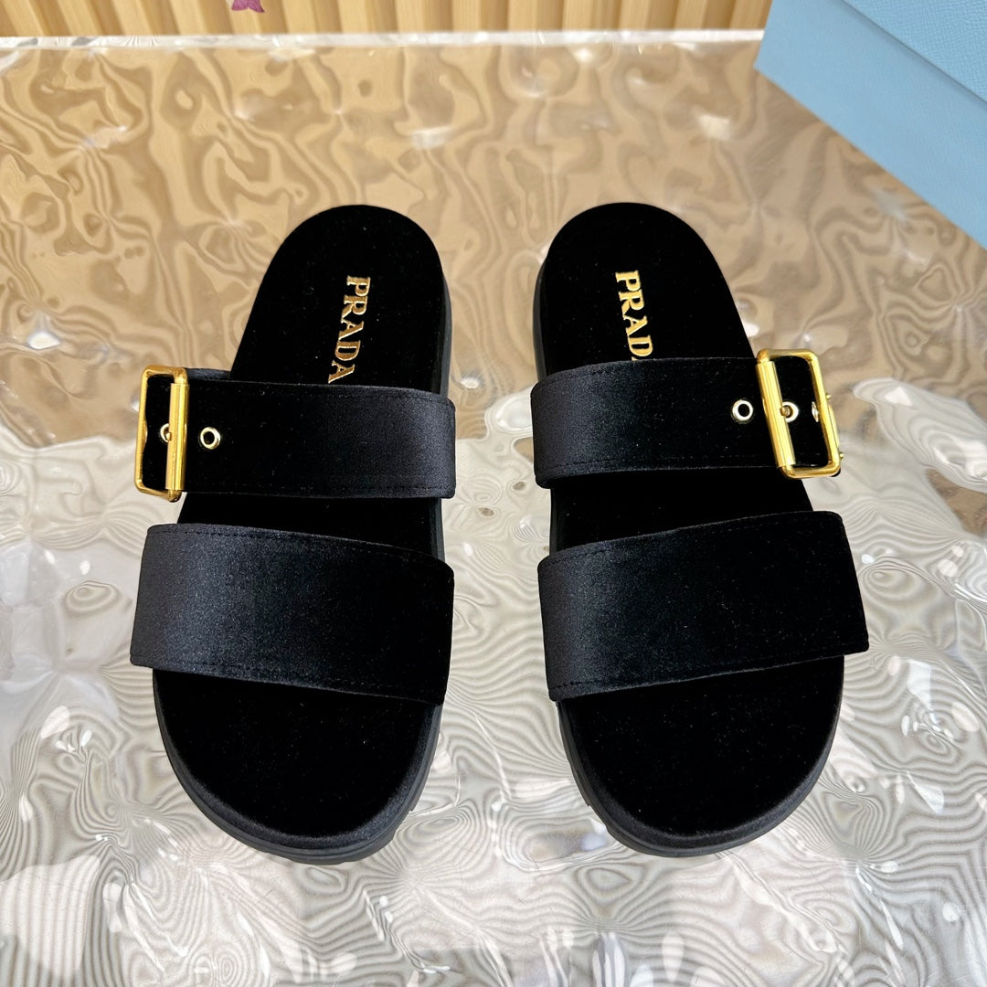 PRA SLIDES SANDALS BLACK VELVET