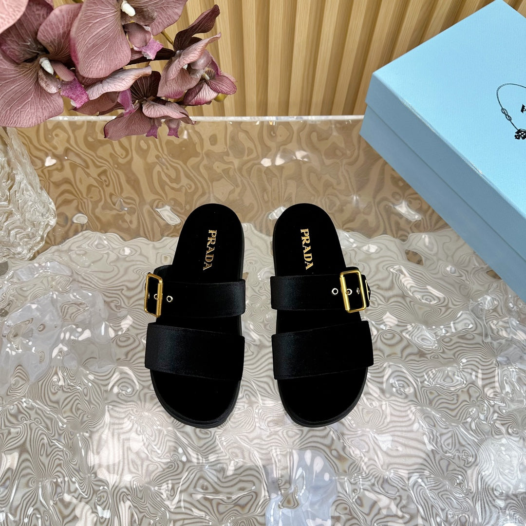 PRA SLIDES SANDALS BLACK VELVET