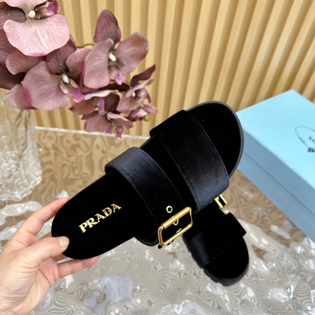 PRA SLIDES SANDALS BLACK VELVET