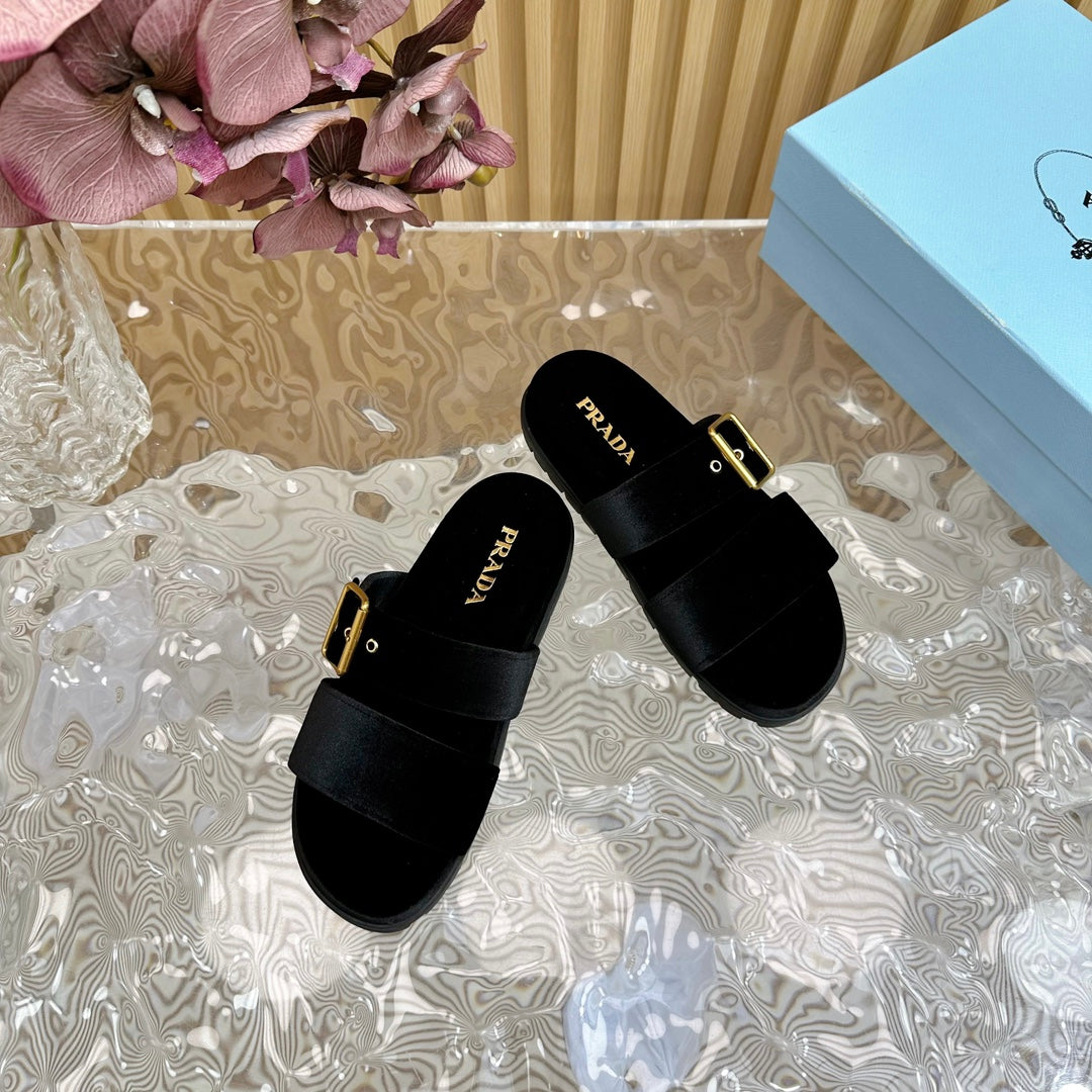 PRA SLIDES SANDALS BLACK VELVET