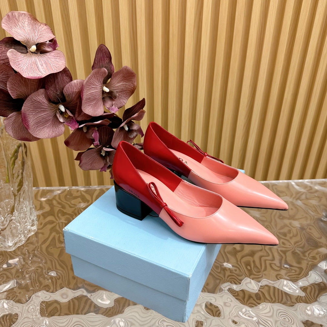 PRA BRUSHED PUMPS RED AND PINK CALFSKIN