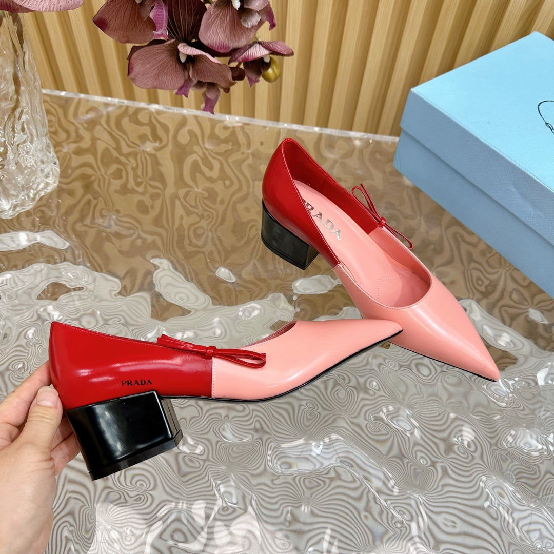 PRA BRUSHED PUMPS RED AND PINK CALFSKIN