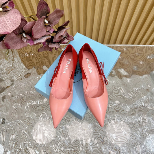 PRA BRUSHED PUMPS RED AND PINK CALFSKIN