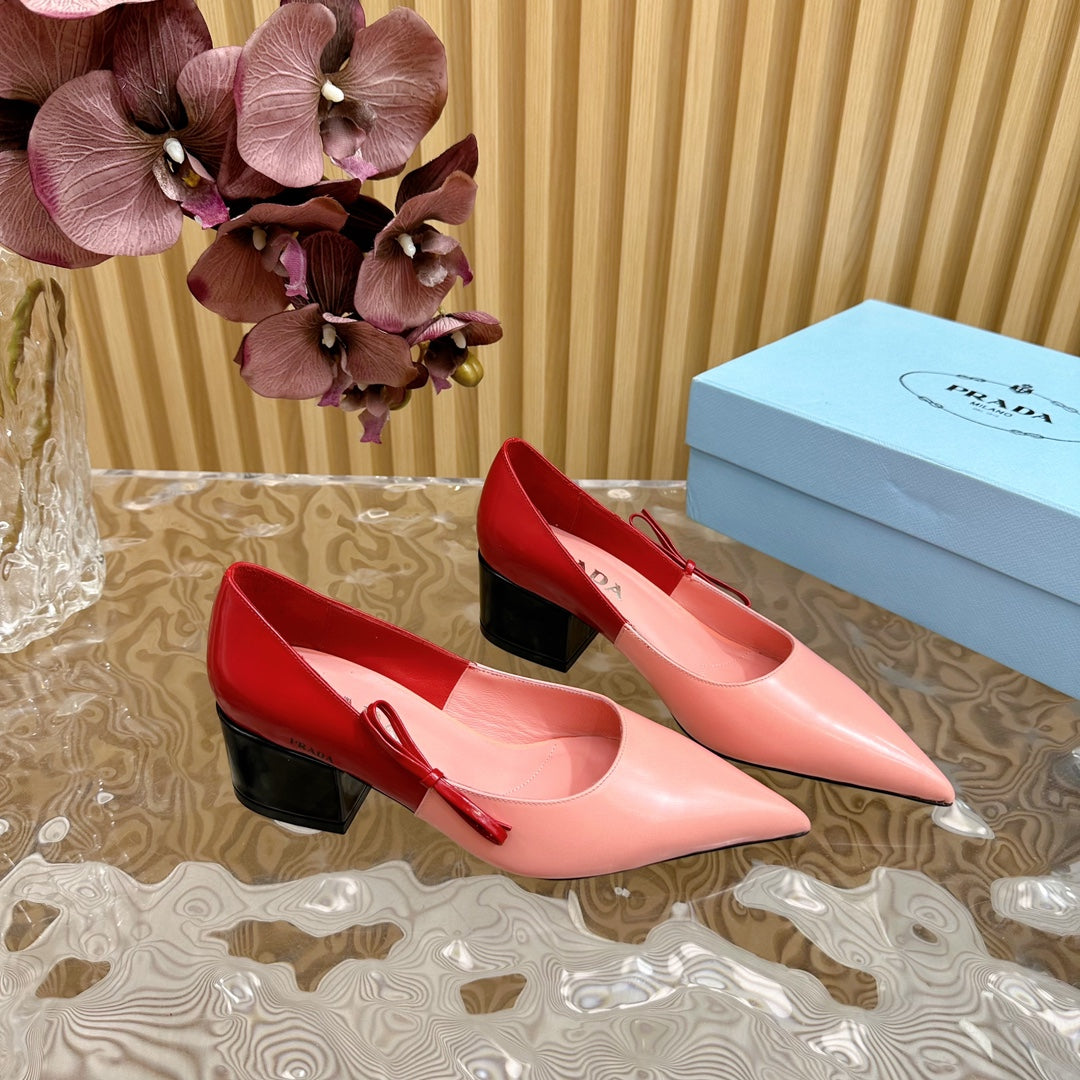 PRA BRUSHED PUMPS RED AND PINK CALFSKIN