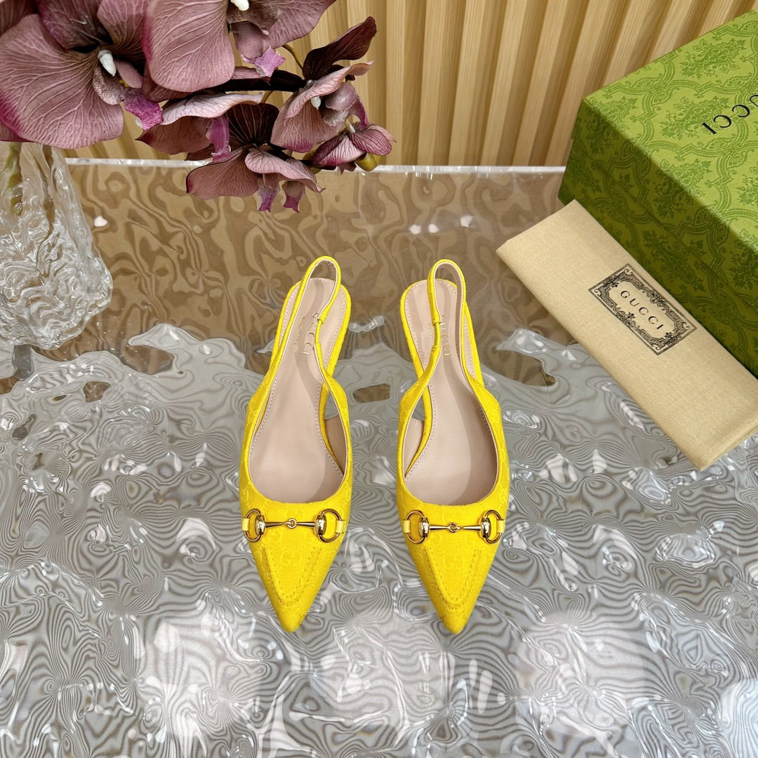 WOMEN'S HORSEBIT SLINGBACK PUMP LEMON CANVAS