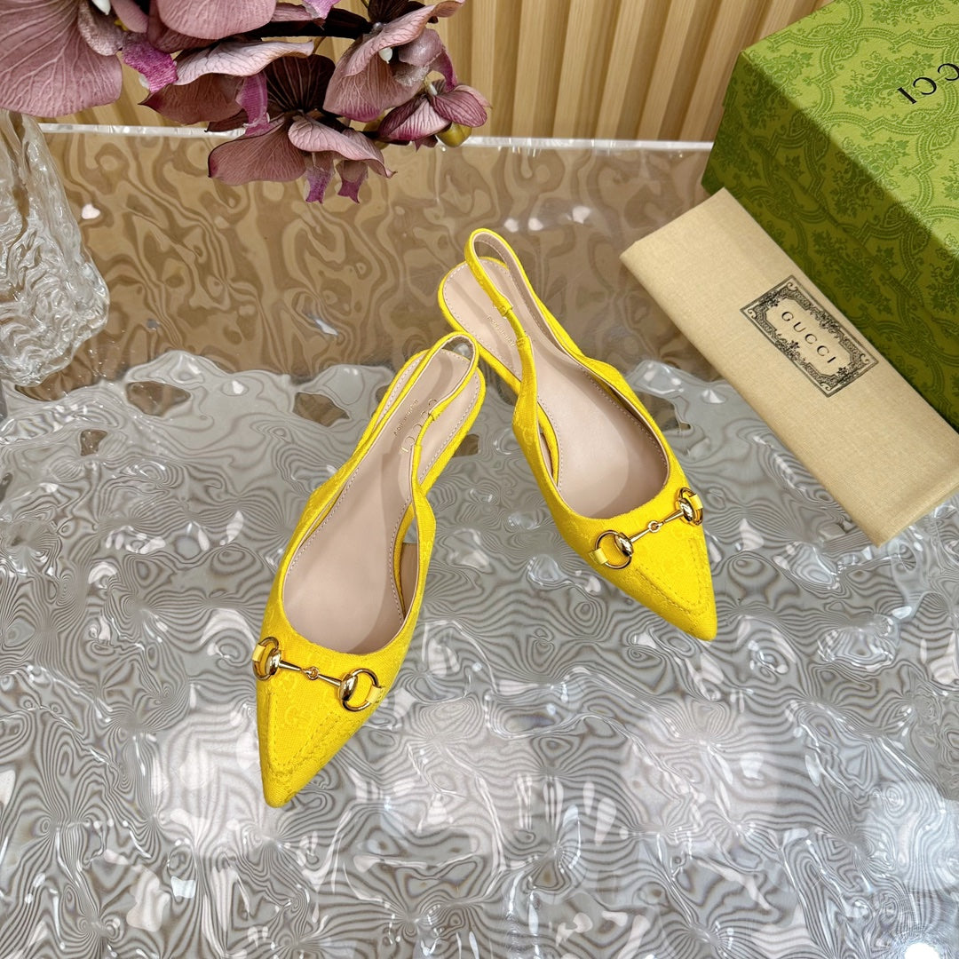 WOMEN'S HORSEBIT SLINGBACK PUMP LEMON CANVAS