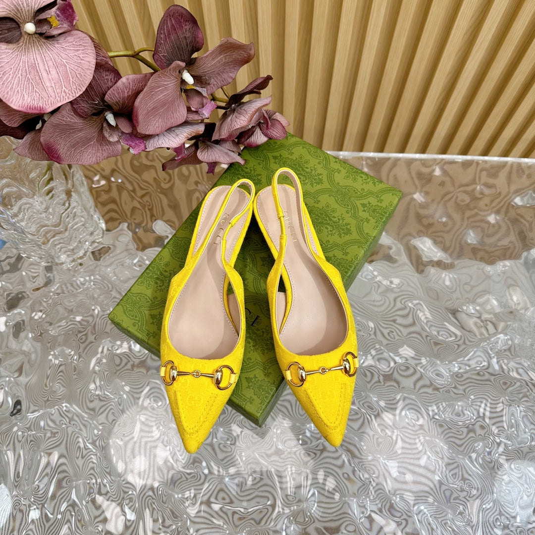 WOMEN'S HORSEBIT SLINGBACK PUMP LEMON CANVAS