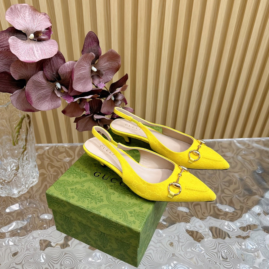 WOMEN'S HORSEBIT SLINGBACK PUMP LEMON CANVAS