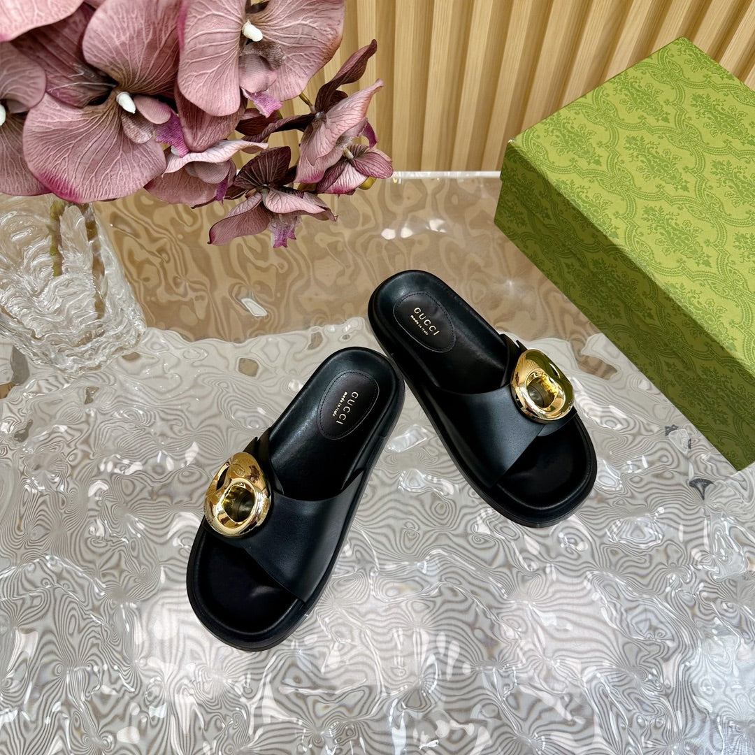 WOMEN'S SLIPPER IN BLACK CALFSKIN