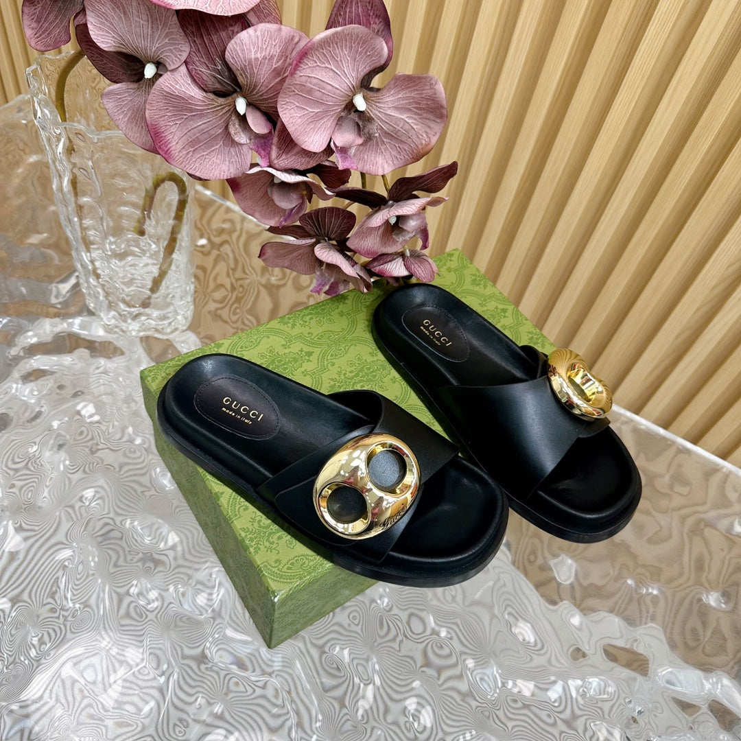 WOMEN'S SLIPPER IN BLACK CALFSKIN