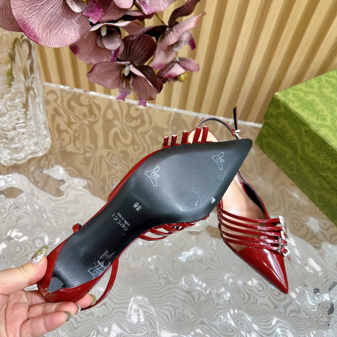 SLINGBACK PUMP 6 CM IN BLOOD RED GLOSSY CALFSKIN