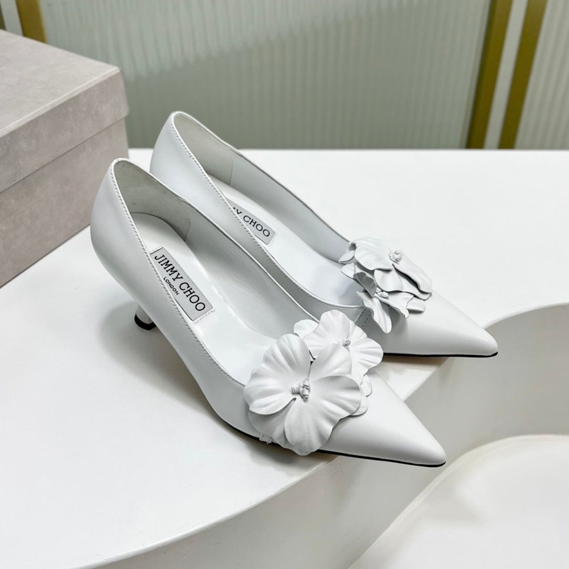 Jimmy Pumps 65mm In White Cowhide 597811