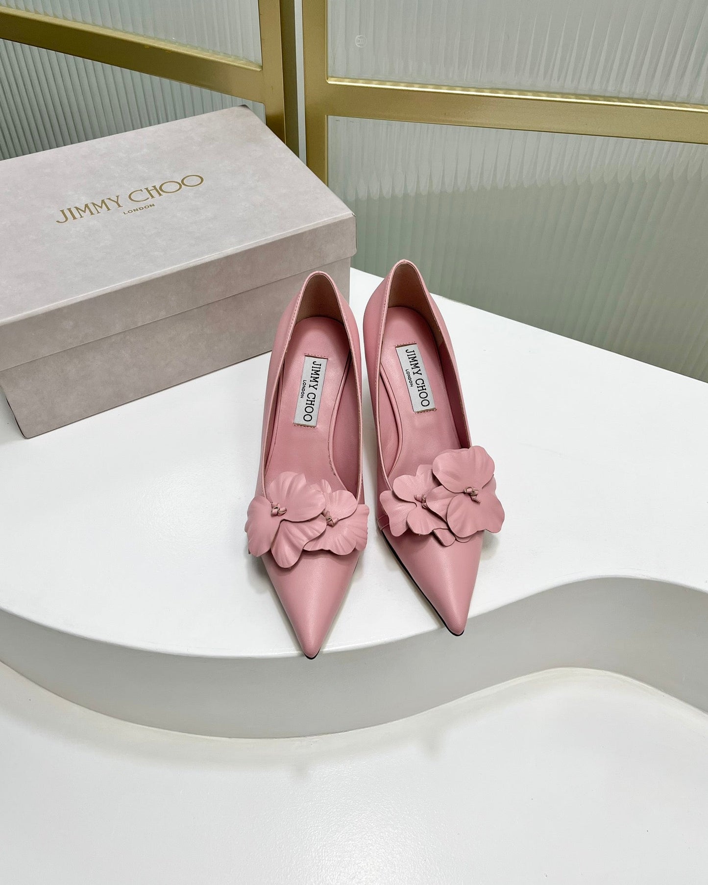 Jimmy Pumps 65mm In Pastel Pink Cowhide 597813