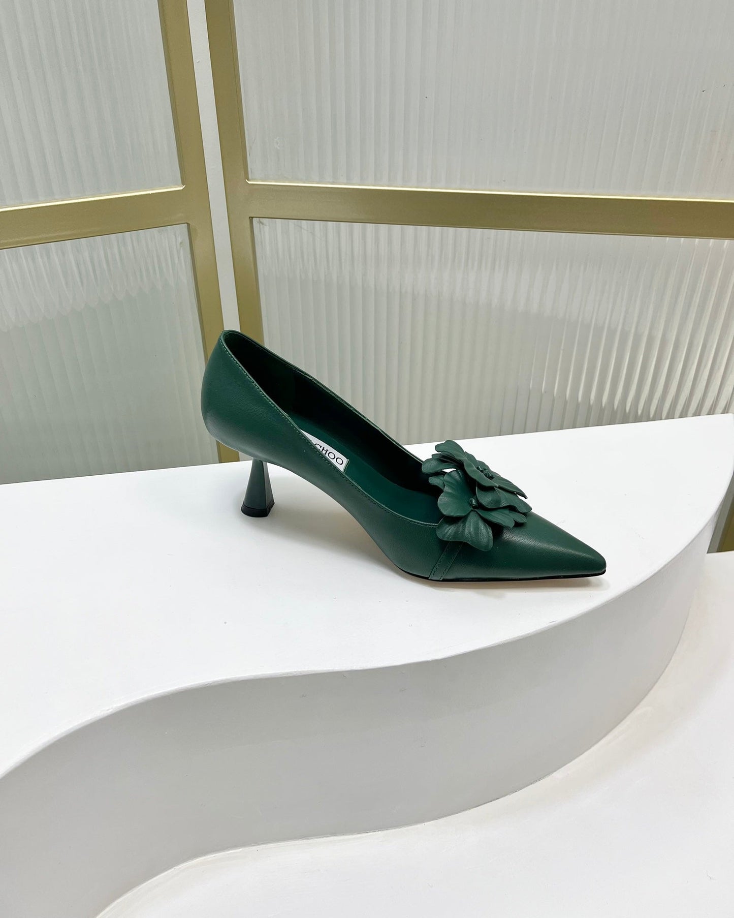 Jimmy Pumps 65mm In Dark Green Cowhide 597815