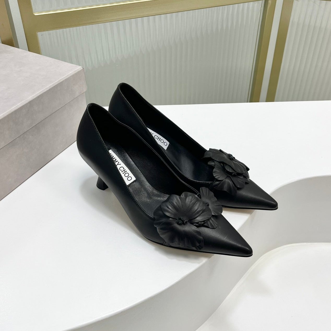 Jimmy Pumps 65mm In Black Cowhide 597817