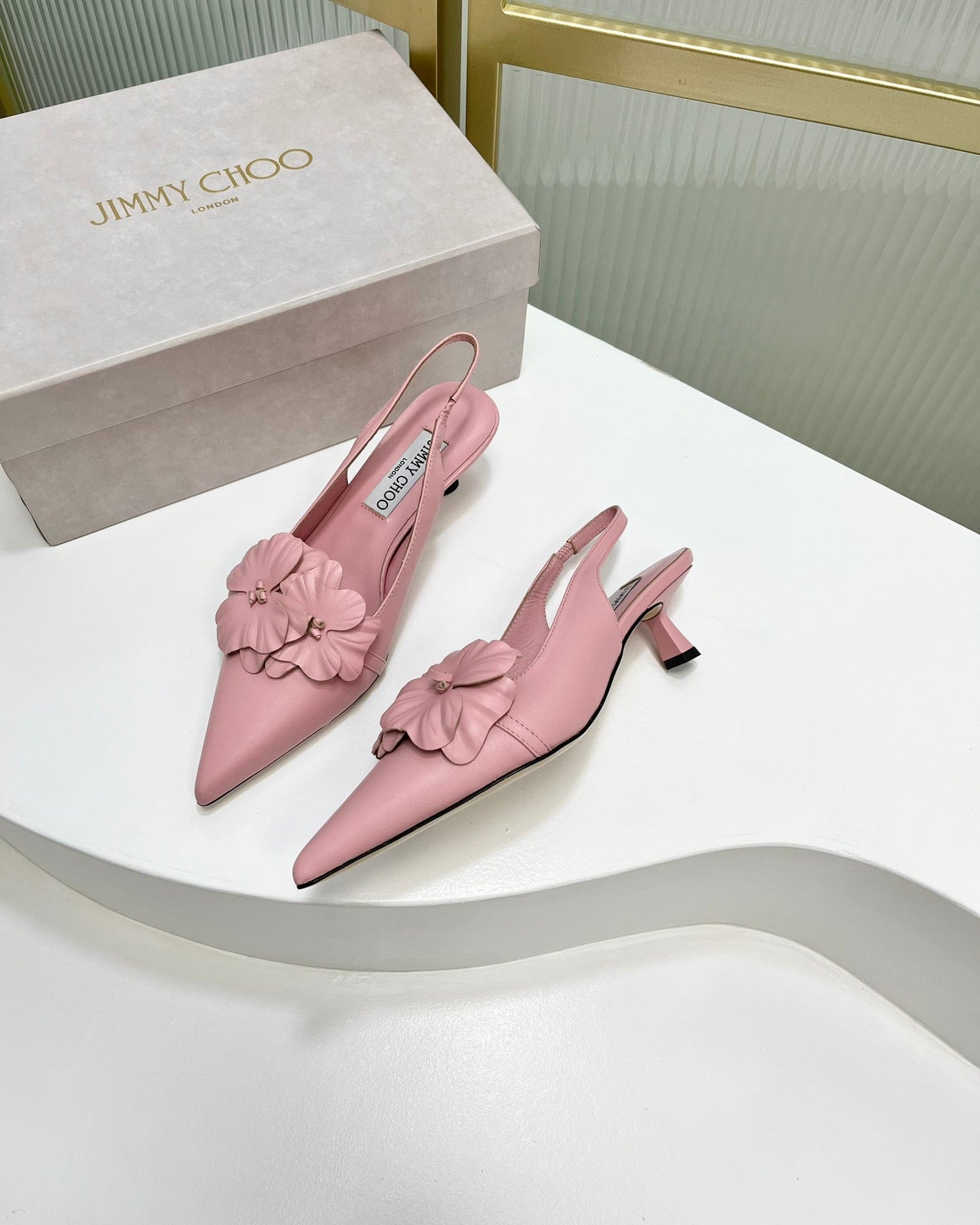 Jimmy Slingback Pumps 45mm In Pastel Pink Cowhide 597828