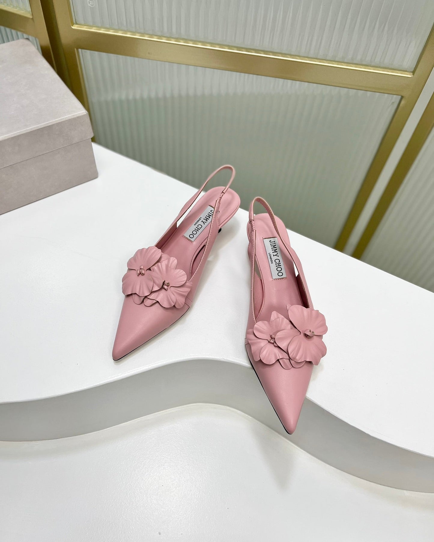 Jimmy Slingback Pumps 45mm In Pastel Pink Cowhide 597828