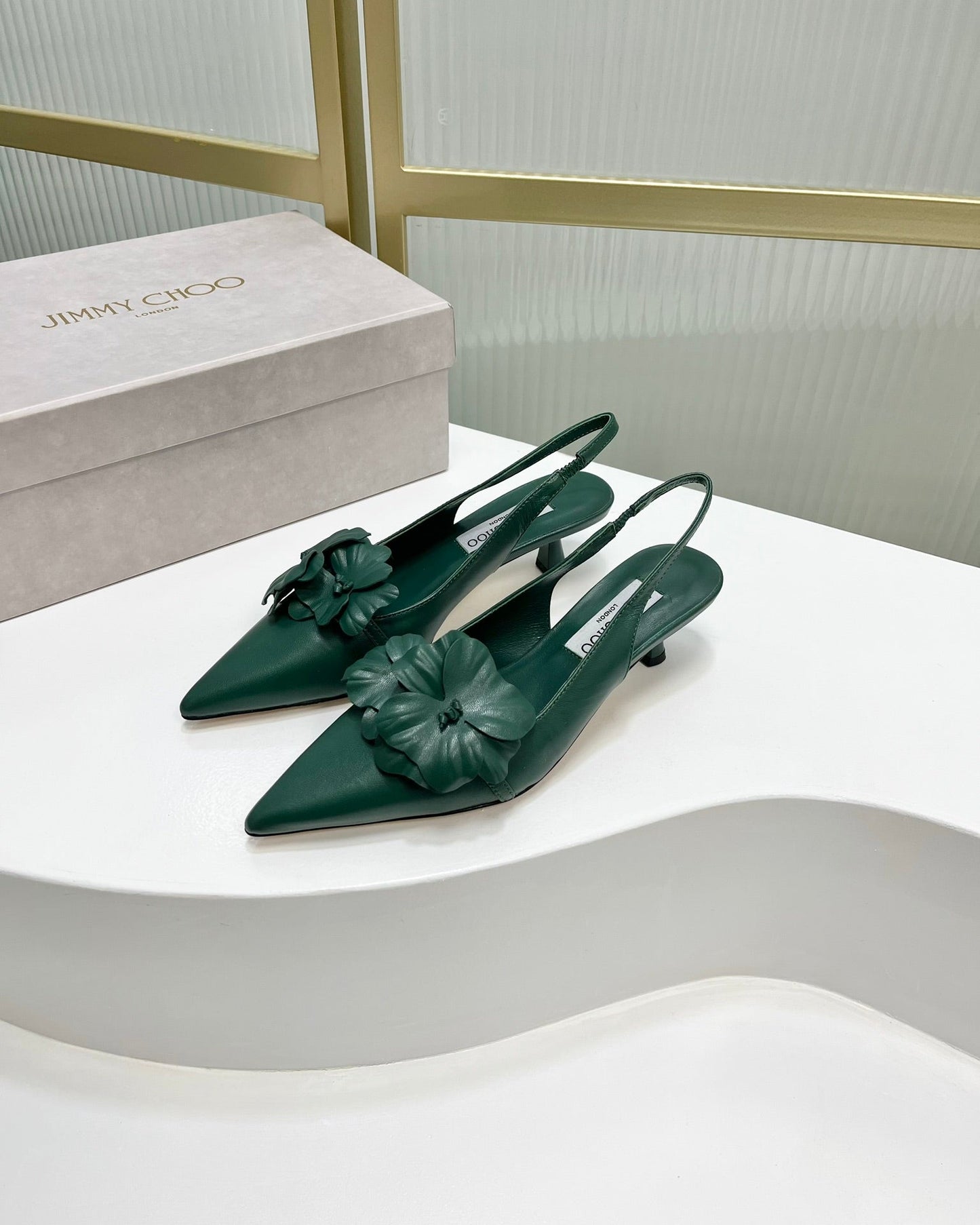 Jimmy Slingback Pumps 45mm In Dark Green Cowhide 597830