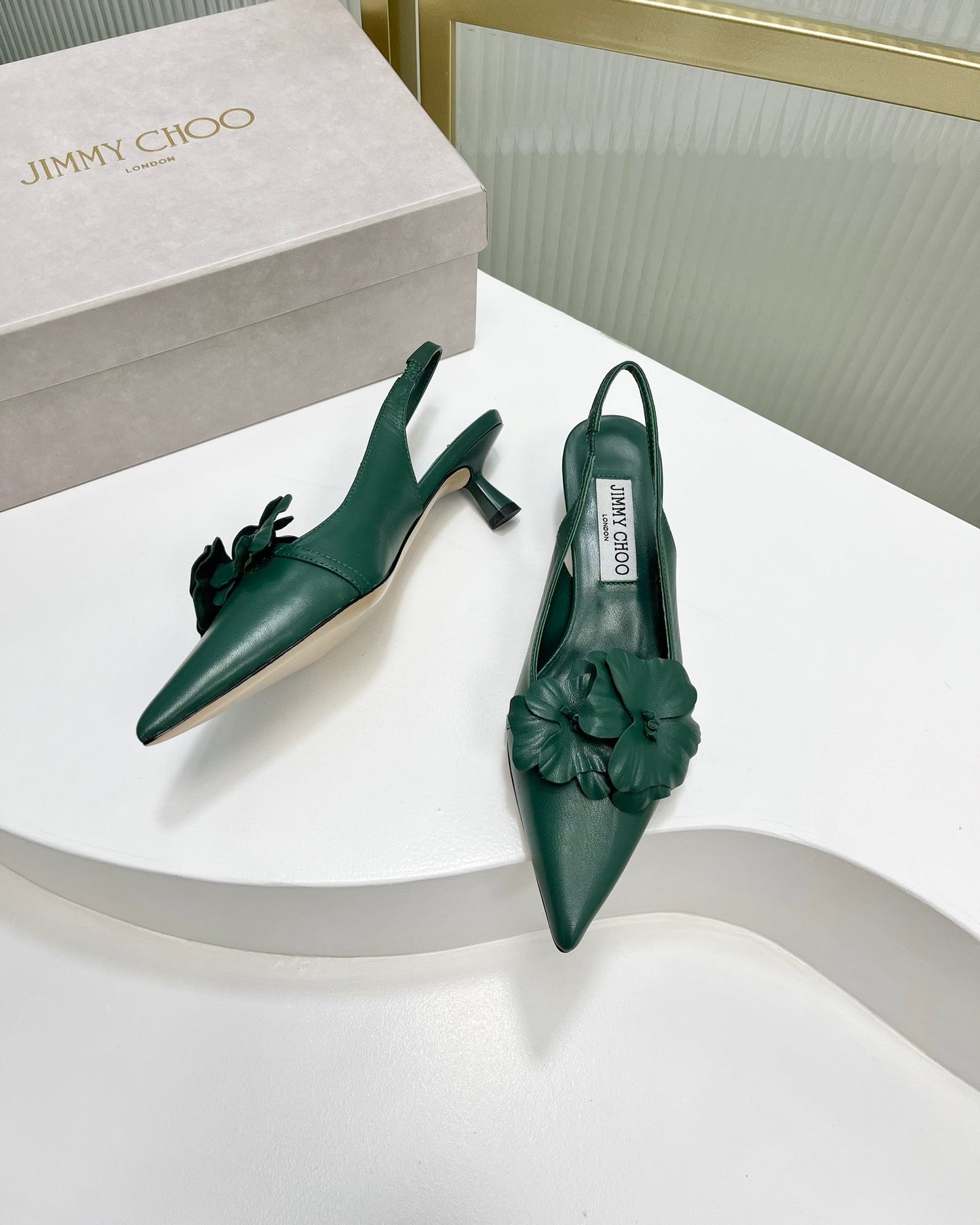 Jimmy Slingback Pumps 45mm In Dark Green Cowhide 597830