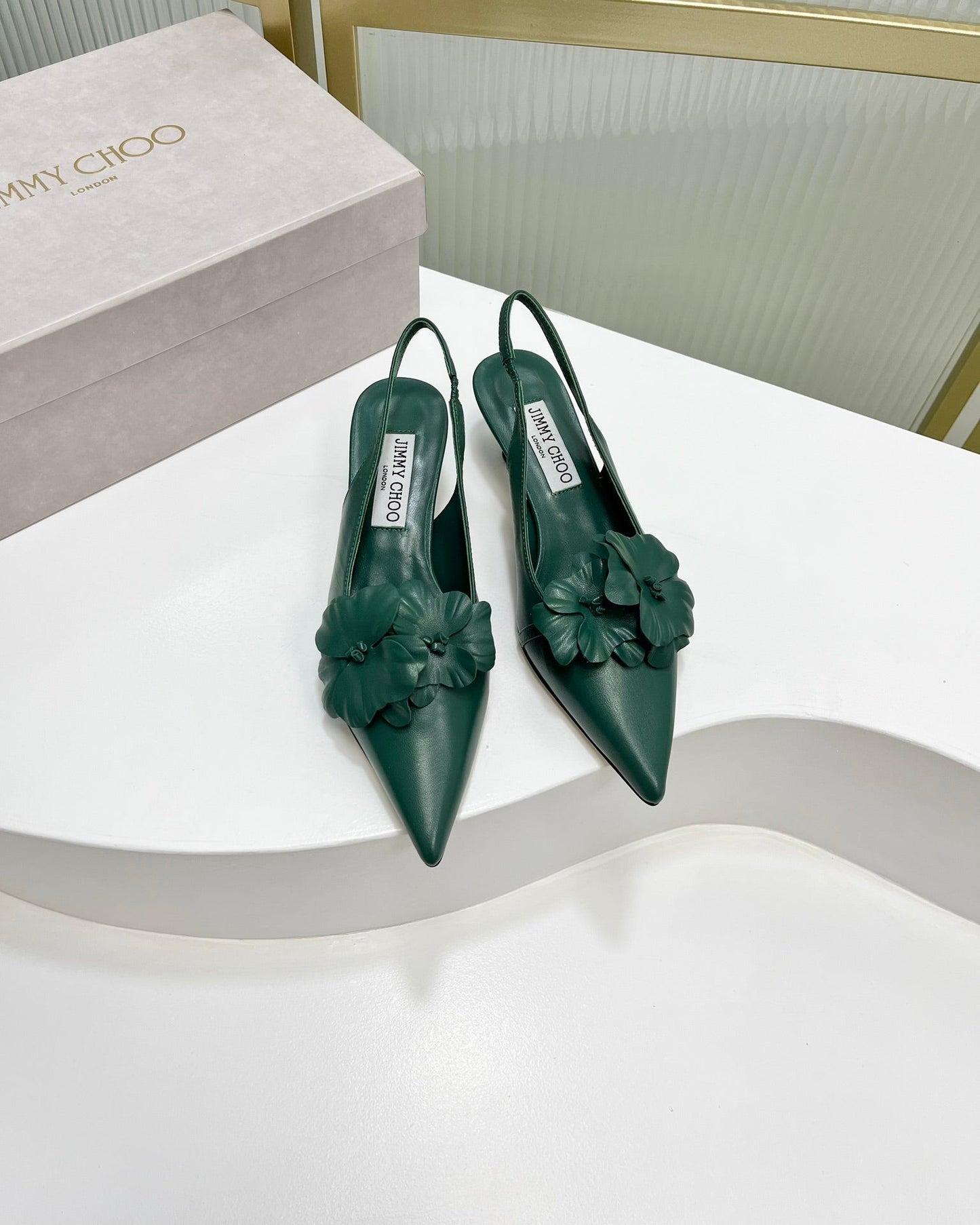 Jimmy Slingback Pumps 45mm In Dark Green Cowhide 597830