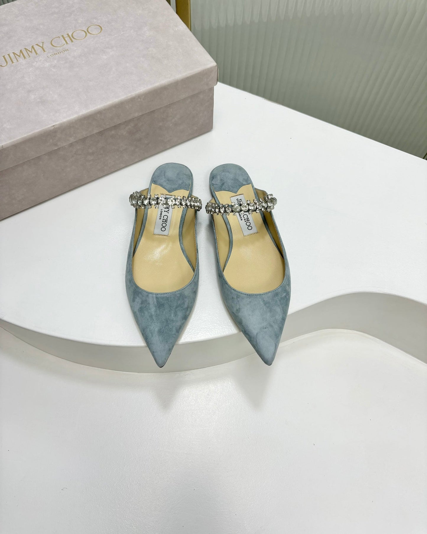 Jimmy Bing In Could Blue Suede Mules 587756