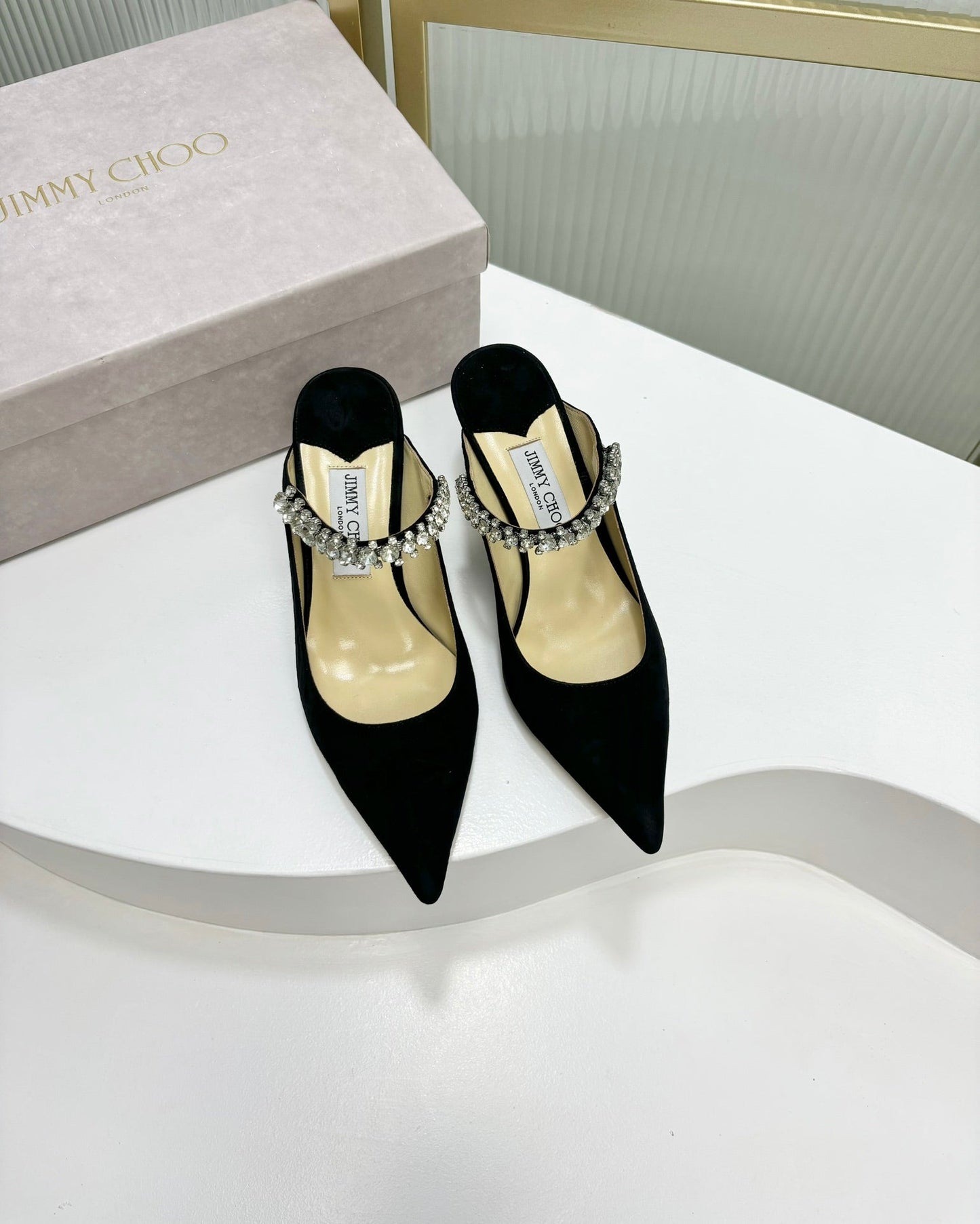 Jimmy Bing 65mm In Black Suede Mules 587764