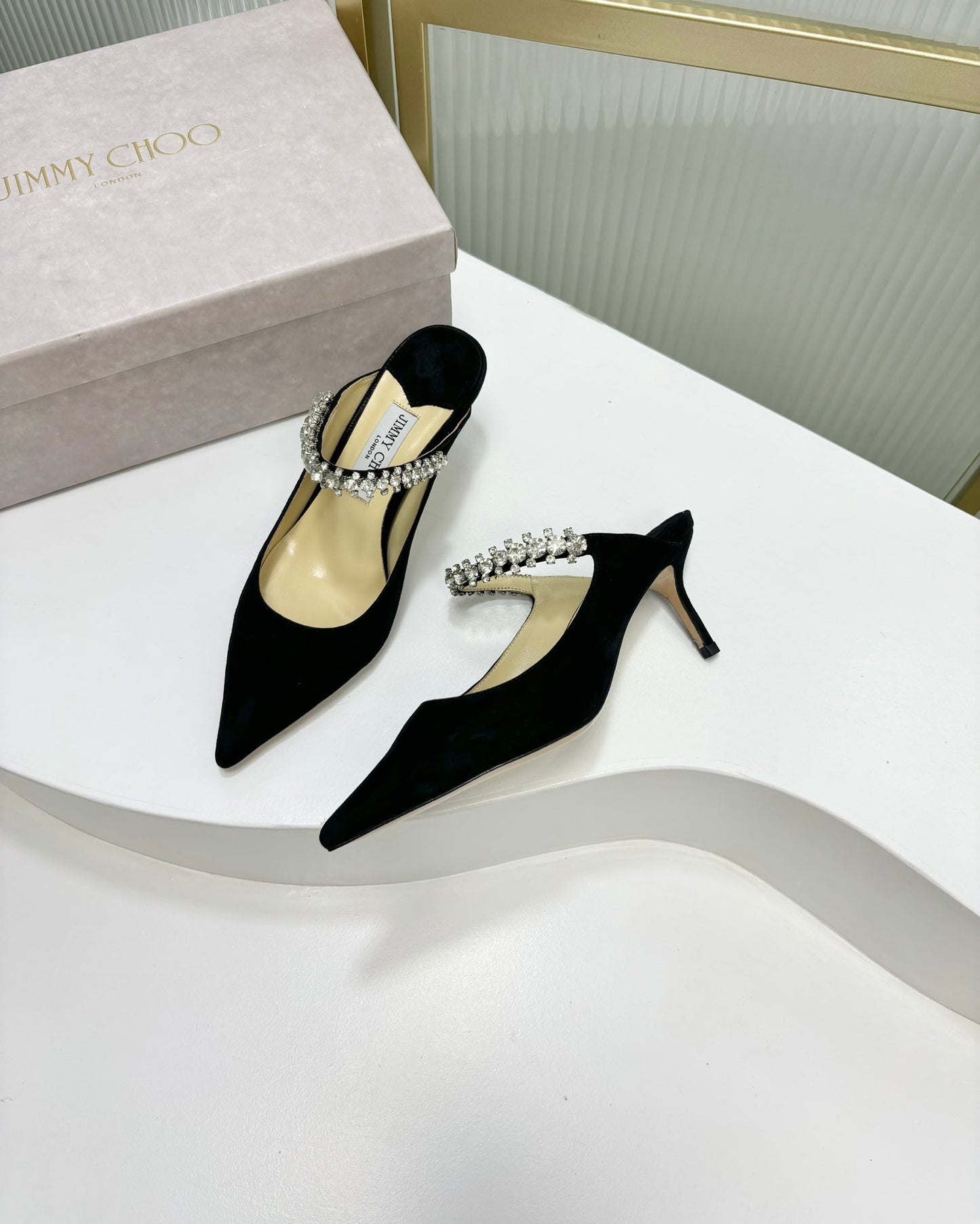 Jimmy Bing 65mm In Black Suede Mules 587764