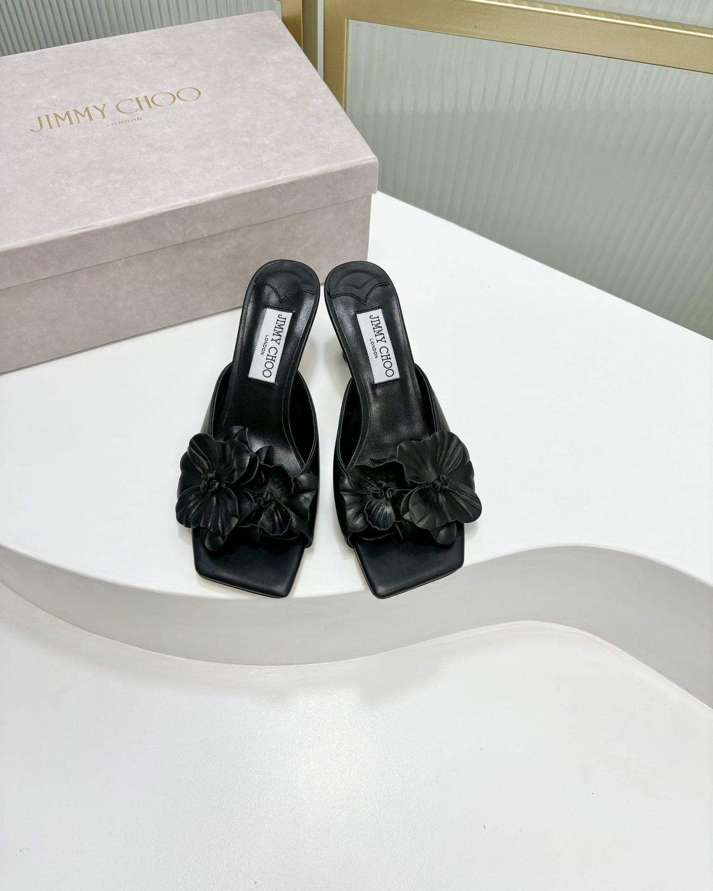 Jimmy Skye 65mm In Black Cowhide Mules 597842