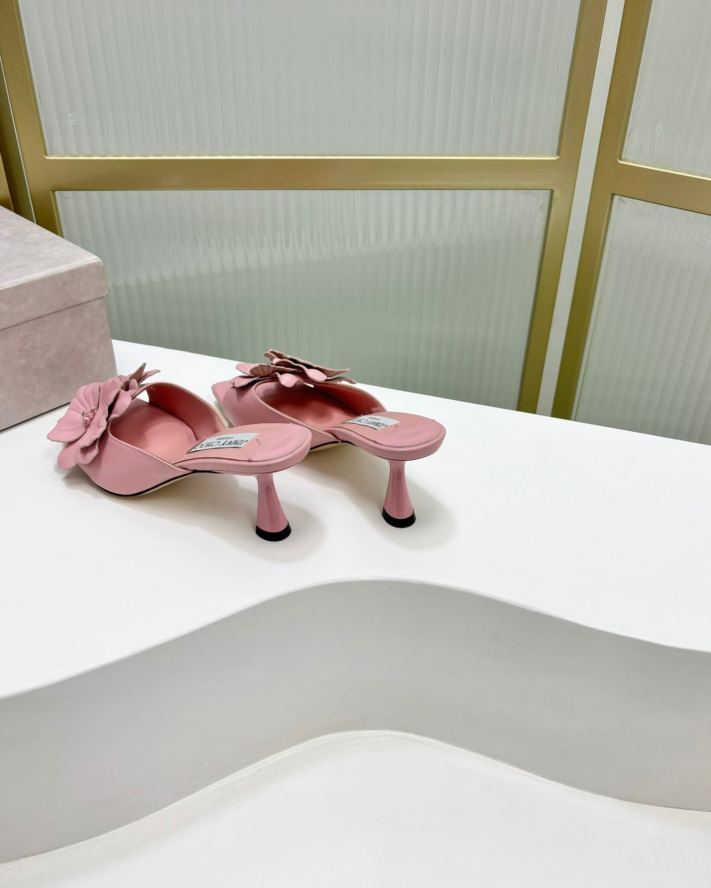 Jimmy Skye 65mm In Pastel Pink Cowhide Mules 597848