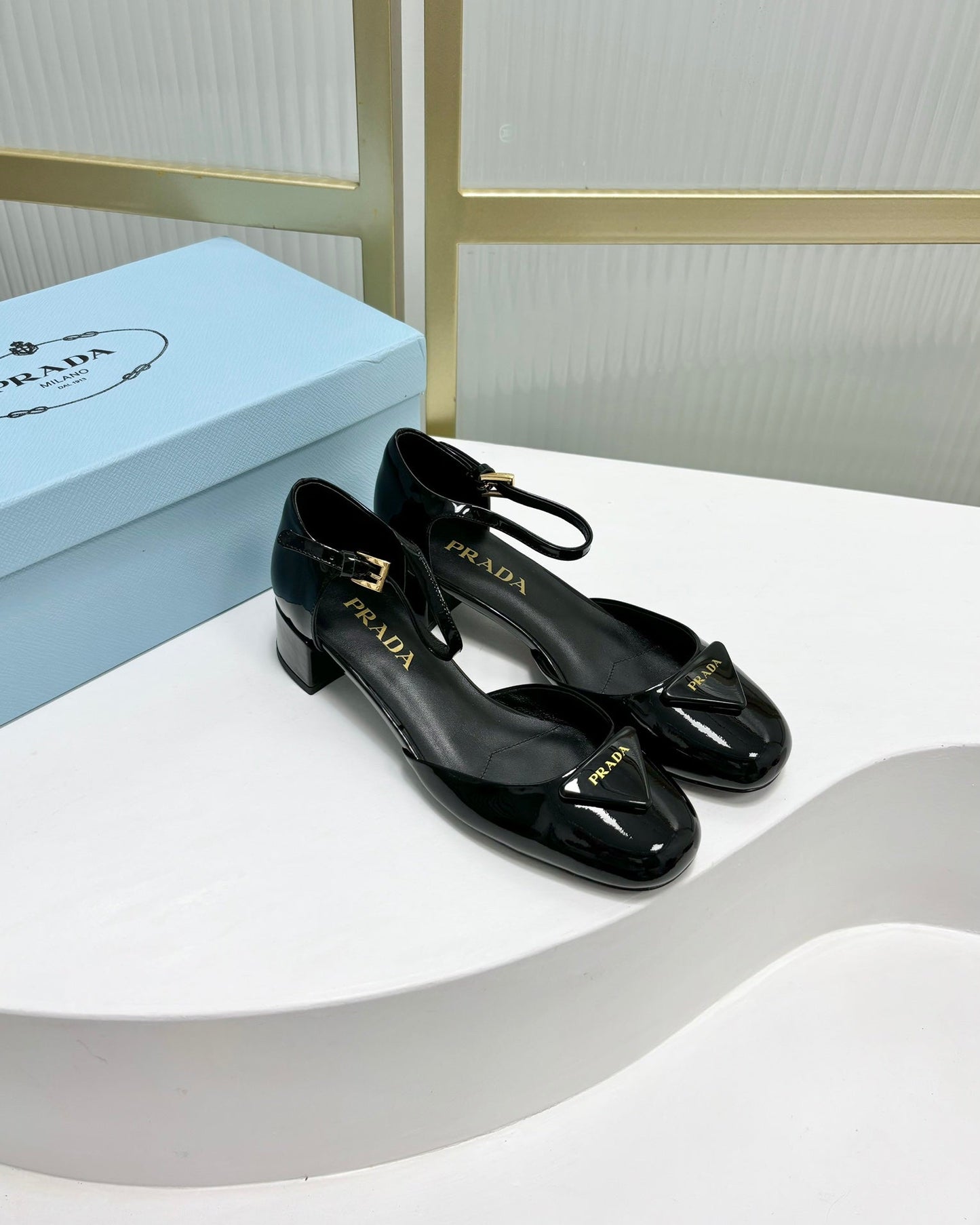 PRA MARY JANE PUMPS BLACK CALFSKIN