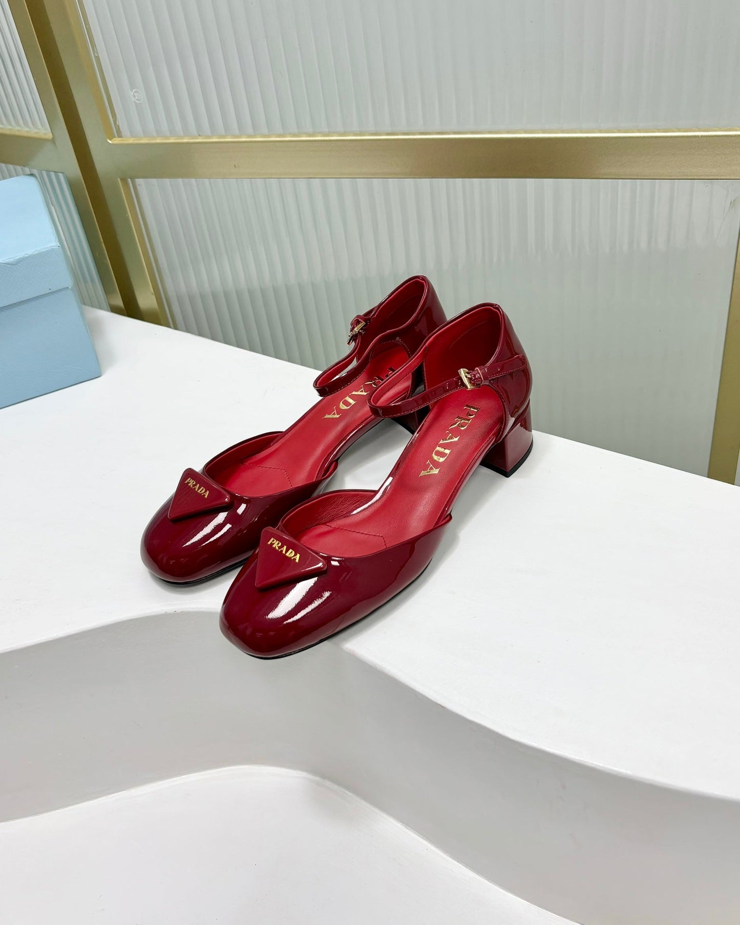 PRA MARY JANE PUMPS CHERRY CALFSKIN