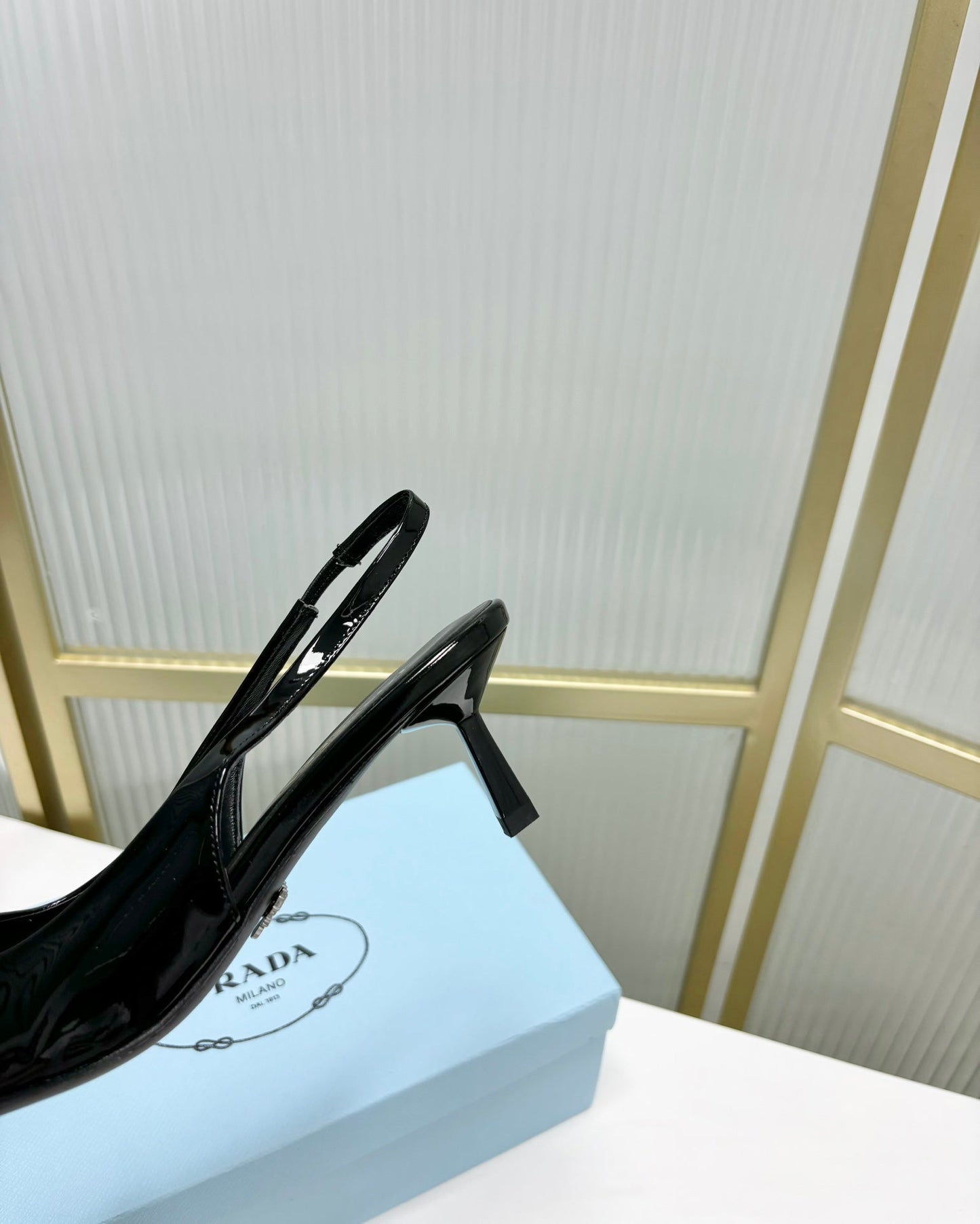 PRA PATENT LEATHER SLINGBACK PUMPS 50 BLACK