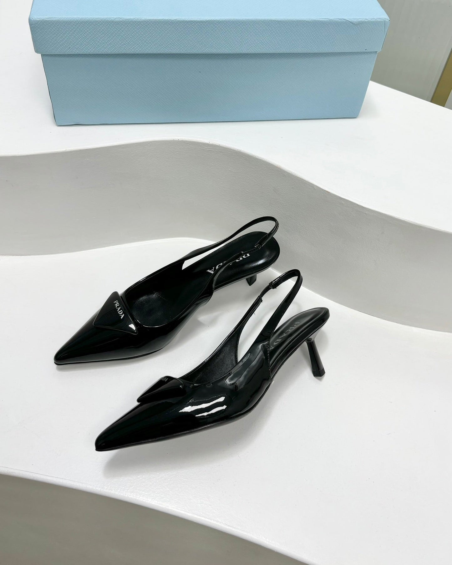 PRA PATENT LEATHER SLINGBACK PUMPS 50 BLACK