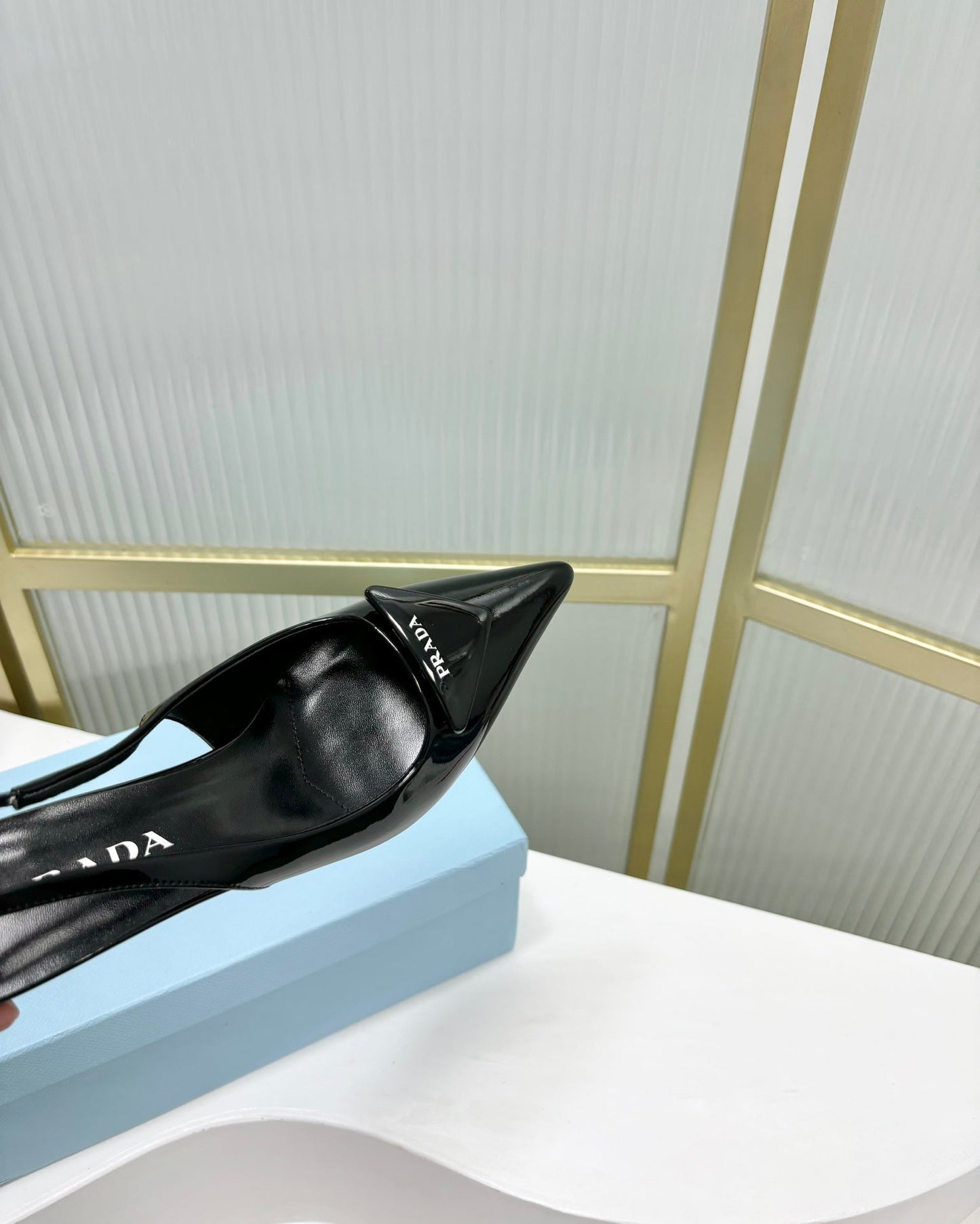 PRA PATENT LEATHER SLINGBACK PUMPS 50 BLACK