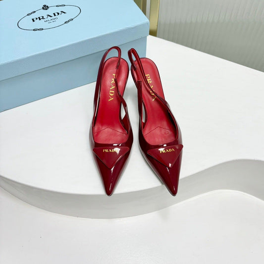 PRA PATENT LEATHER SLINGBACK PUMPS 75 CHERRY