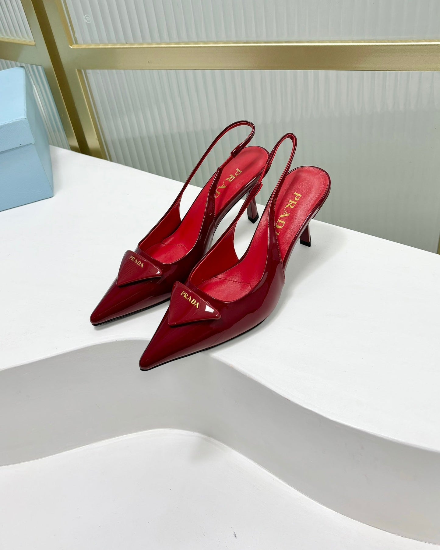 PRA PATENT LEATHER SLINGBACK PUMPS 75 CHERRY